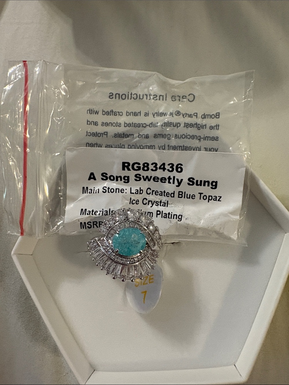 Blue Topaz Halo Ring - Size 7